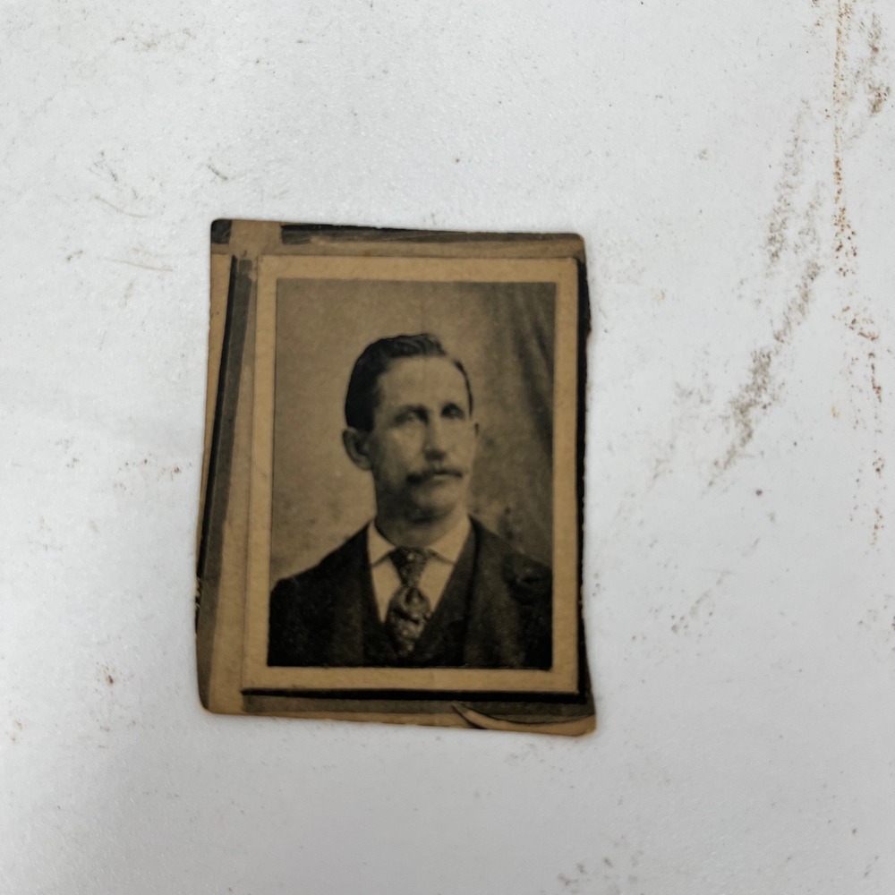 Antique 1890s 1900s Man Mustache Portrait Photo Victorian Edwardian Mounted